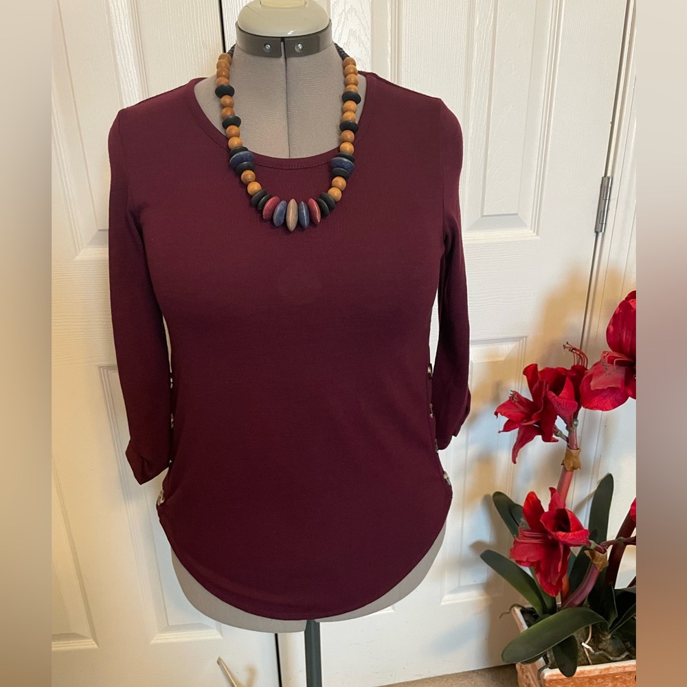 Bcx Long Sleeve Scoop Neck Top Size S